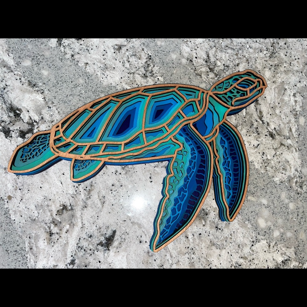 Wall art.  Laser cut 6 layer sea turtle